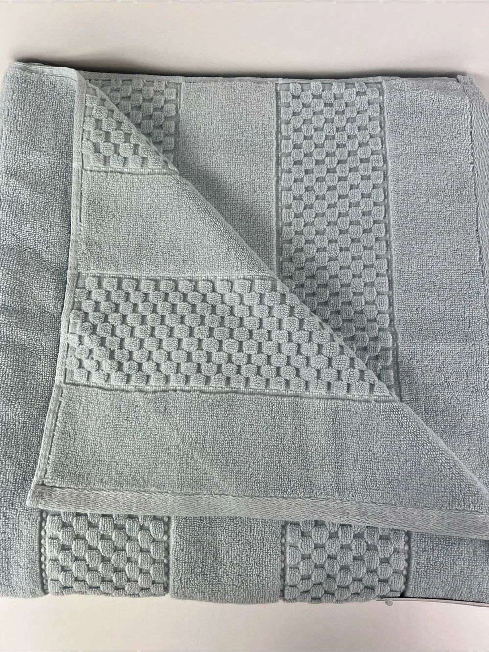 DKNY Bath Sheet Set 2 Pale Blue Towels Plush Cotton Quick Dry Zero Twist NEW